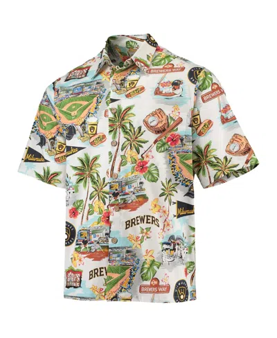 Reyn Spooner Men's White Milwaukee Brewers Scenic Button-up Shirt In Multi