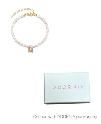 Adornia Gold Freshwater Cultivated Pearl Cubic Zirconia Letter Bracelet