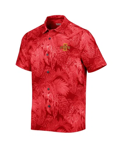 Tommy Bahama Men's Cardinal Iowa State Cyclones Coast Luminescent Fronds Islandzone Button-up Camp Shirt In Red