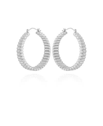 Vince Camuto Silver-tone Textured Hoop Earrings