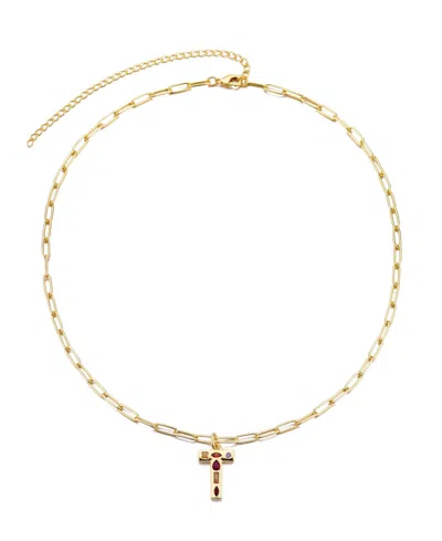 Adornia Gold Crystal Funky Initial Paperclip Chain Necklace