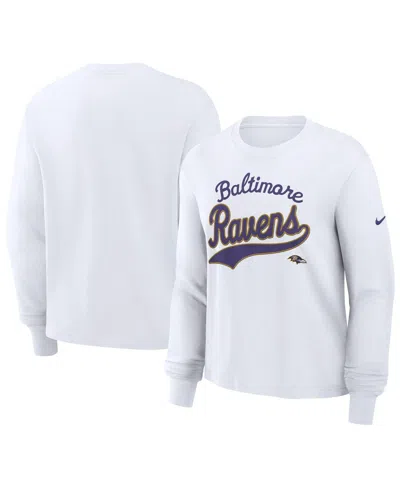 Nike Women's White Baltimore Ravens Essential Long Sleeve Boxy T-shirt