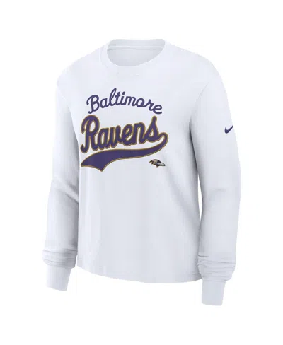 Nike Women's White Baltimore Ravens Essential Long Sleeve Boxy T-shirt