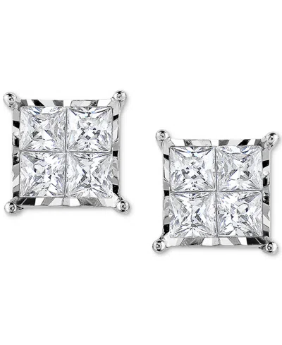 Trumiracle Diamond Princess Quad Stud Earrings (2 Ct. T.w.) In 14k White Gold