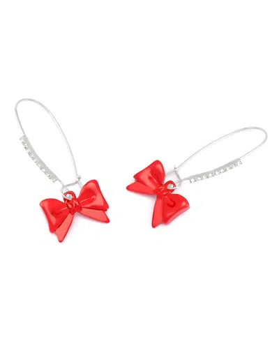 Betsey Johnson Faux Stone Kick Off Bow Dangle Earrings
