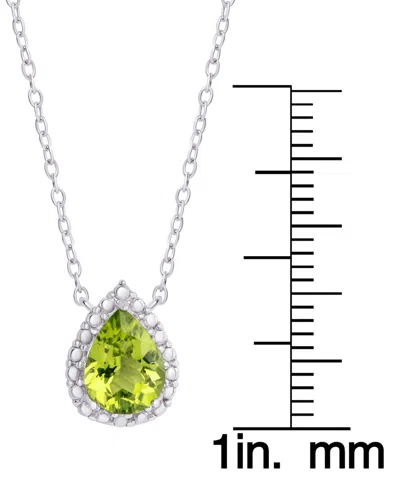 Macy's Peridot (1-1/3 Ct. T.w.) & Cubic Zirconia Pear Halo 18" Pendant Necklace In Sterling Silver