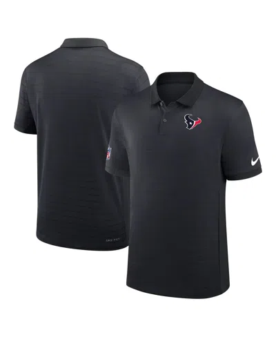 Nike Men's Navy Houston Texans Sideline Victory Stripe Performance Polo Shirt In Black
