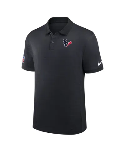 Nike Men's Navy Houston Texans Sideline Victory Stripe Performance Polo Shirt In Black