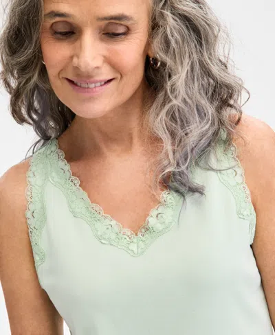 Style & Co Women's Lace-trim Cotton Tank Top, Exclusively At Macy's