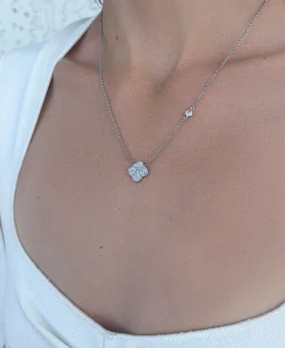 Adornia Cubic Zirconia Clover Pendant Necklace In Metallic