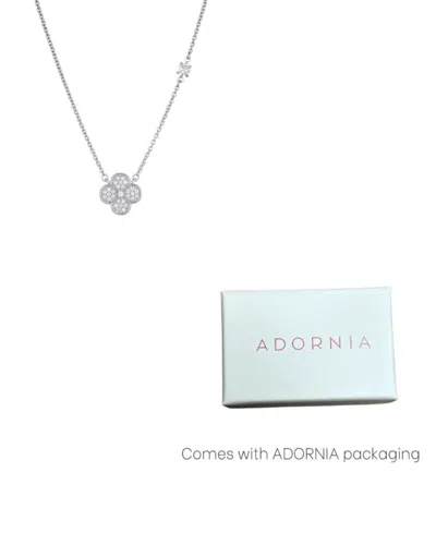 Adornia Cubic Zirconia Clover Pendant Necklace In Metallic