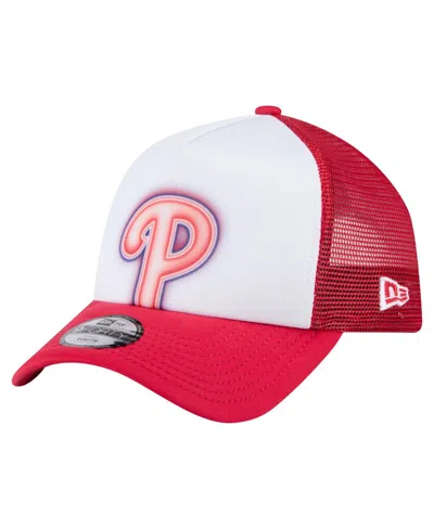 New Era Toddler White/red Philadelphia Phillies Painted A-frame 9forty Trucker Adjustable Hat In Red