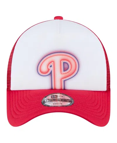 New Era Toddler White/red Philadelphia Phillies Painted A-frame 9forty Trucker Adjustable Hat In Red