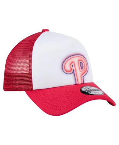 New Era Toddler White/red Philadelphia Phillies Painted A-frame 9forty Trucker Adjustable Hat In Red