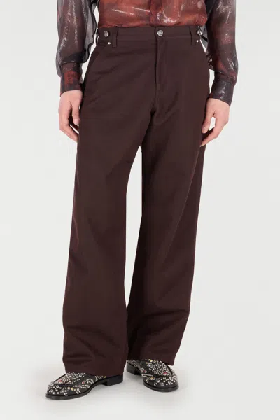 Roberto Cavalli Cotton-blend Pants In Brown