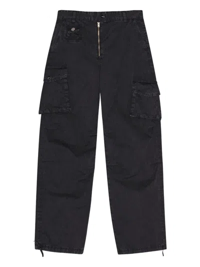 Ganni Women Organic Cotton Cargo Trousers In Black
