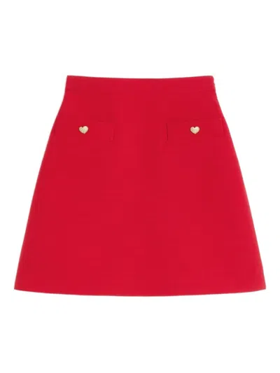 Valentino Crepe Couture Skirt With Heart Jewel Buttons