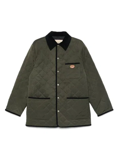 Valentino Garavani Olive Quilted Jacket With Vlogo Patch