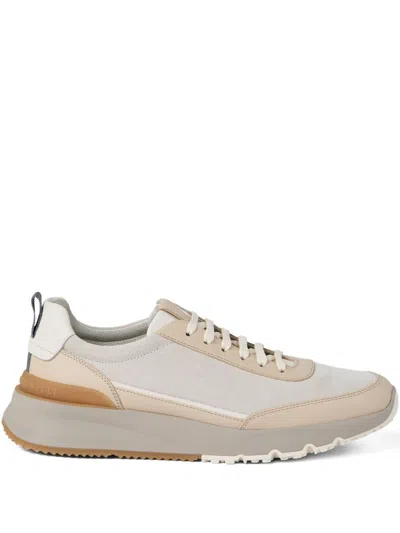 Brunello Cucinelli Beige Washed Suede Runners In Neutral