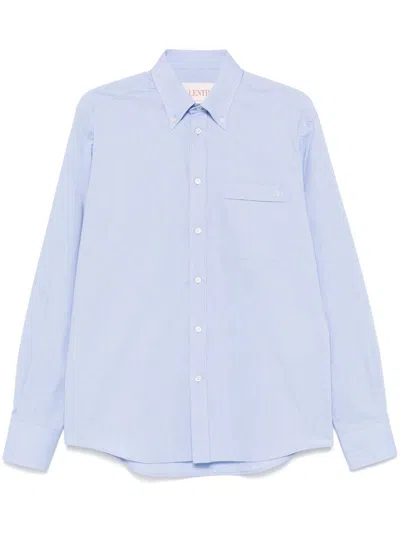 Valentino Camicia Maniche Lunghe Vlogo Signature Shirts Light Blue In Blue