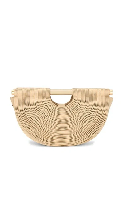 Cult Gaia Lou Draped Leather Clutch Bag In Neutral