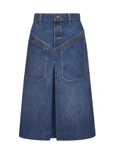 Chloé Blue Denim Knee Length Skirt