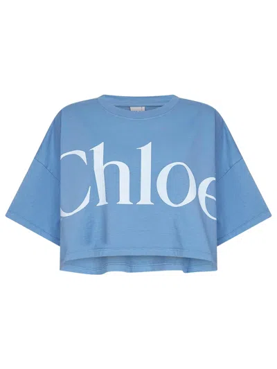 Chloé Oversize Signature Logo Crop Graphic T-shirt