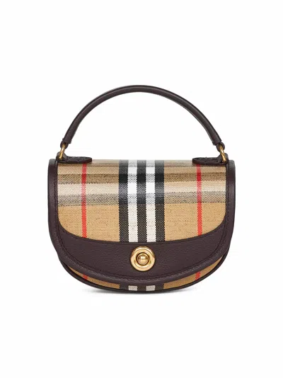 Burberry Check Motif Crossbody Handbag With Removable Strap In Nude