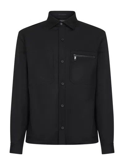 Zegna Padded Techmerino Shirt Jacket In Black
