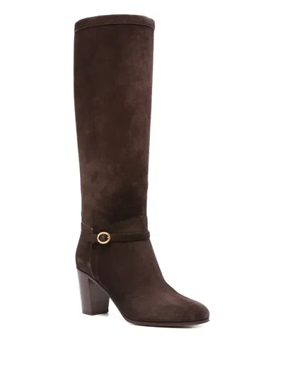 Valentino Garavani Pattie Crust Leather Boot 75mm Woman Brown 42