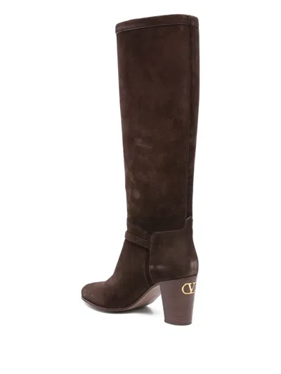Valentino Garavani Pattie Crust Leather Boot 75mm Woman Brown 42