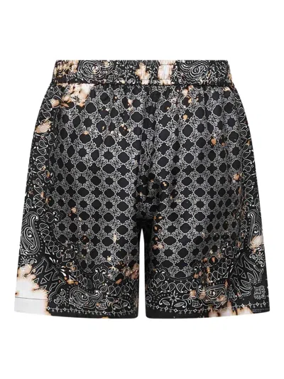 Amiri Silk Bermudas With Pattern And Adjustable Waistband In Gray