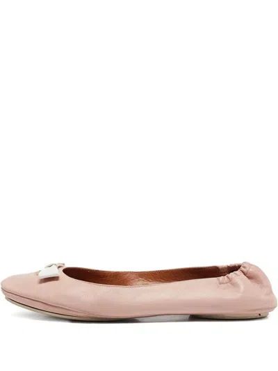 Pre-owned Fendi Bow-detailing Ballet Flats In Pink