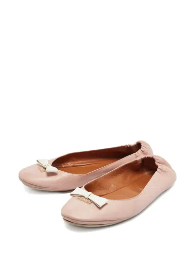 Pre-owned Fendi Bow-detailing Ballet Flats In Pink