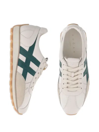 Hogan Leather Lace-up Trainers In Neutral