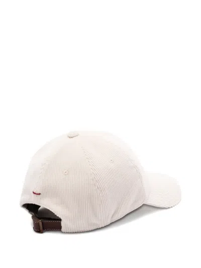 Brunello Cucinelli Corduroy Logo-embroidered Baseball Cap In Neutral