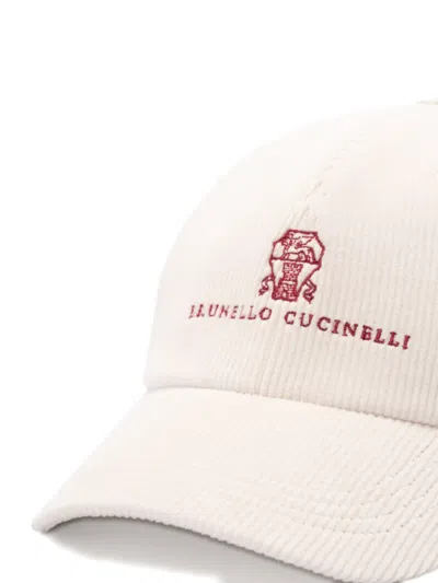 Brunello Cucinelli Corduroy Logo-embroidered Baseball Cap In Neutral