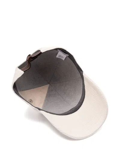 Brunello Cucinelli Corduroy Logo-embroidered Baseball Cap In Neutral