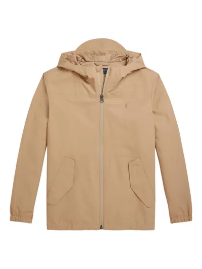 Polo Ralph Lauren Hooded Zip-fastening Windbreaker In Brown