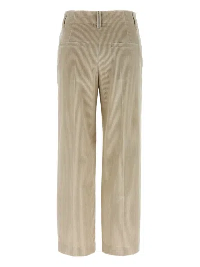 Brunello Cucinelli Velvet Trousers With Pockets And Loops In Brown