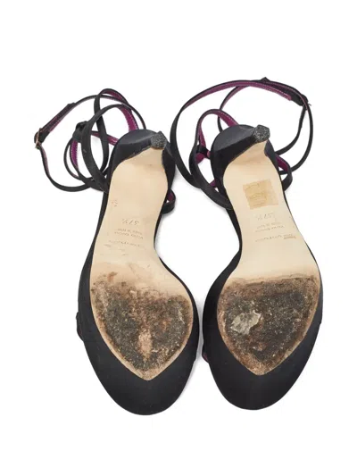 Pre-owned Sergio Rossi Vintage  120mm Platform Satin Sandals In Black