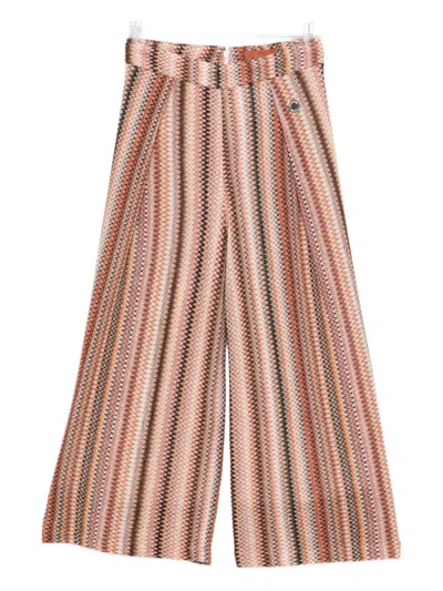 Missoni Striped Knit Trousers In Brown