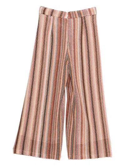 Missoni Striped Knit Trousers In Brown