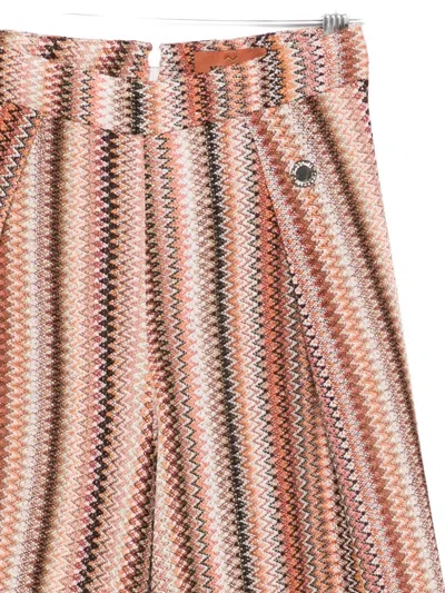 Missoni Striped Knit Trousers In Brown