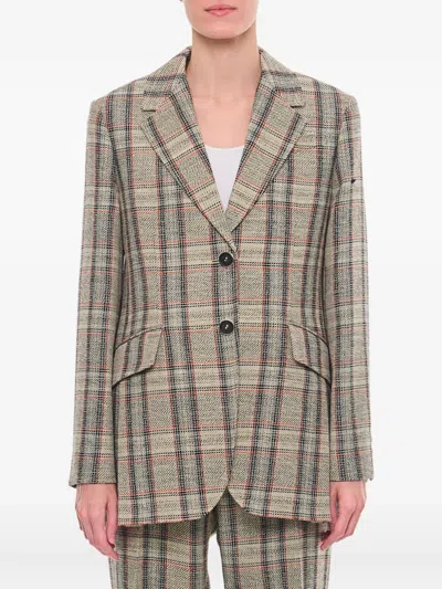 Durazzi Milano Tartan Check Single-breasted Jacket In Gray
