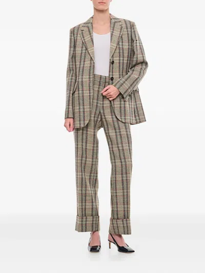 Durazzi Milano Tartan Check Single-breasted Jacket In Gray