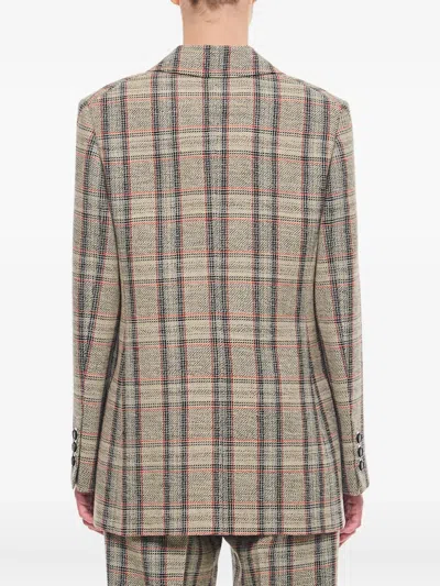 Durazzi Milano Tartan Check Single-breasted Jacket In Gray