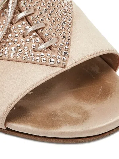 Pre-owned Aquazzura  Crystal-heart Sandals In Neutral