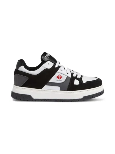 Dsquared2 Suede Leather Panel Sneakers In Black