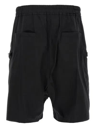 Rick Owens Bermuda Shorts With Elastic Waistband And Zipper Accents In Black
